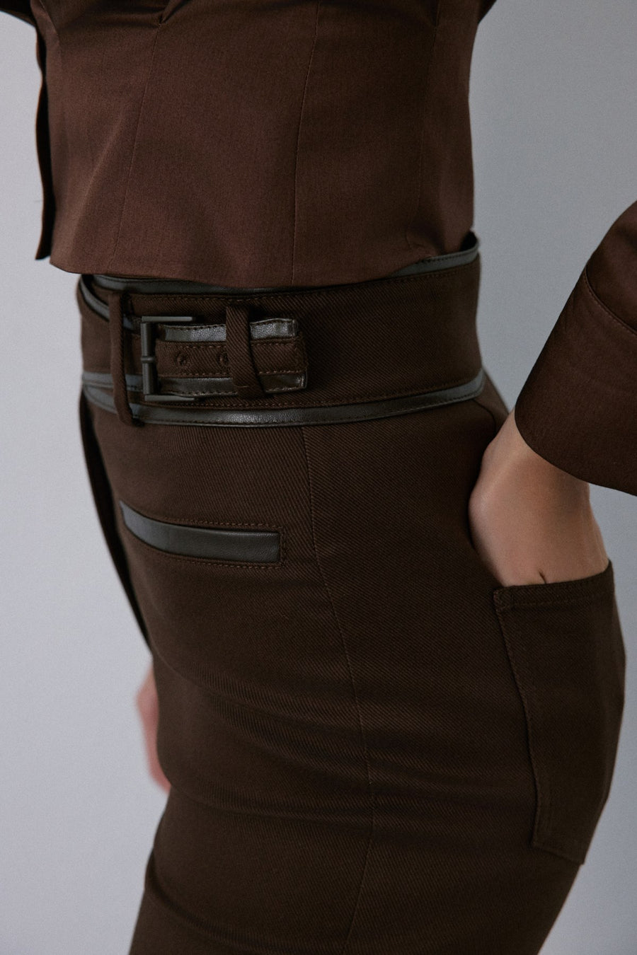 High Waist Leather Detailed  Trousers