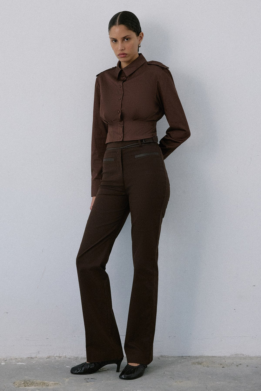 High Waist Leather Detailed  Trousers