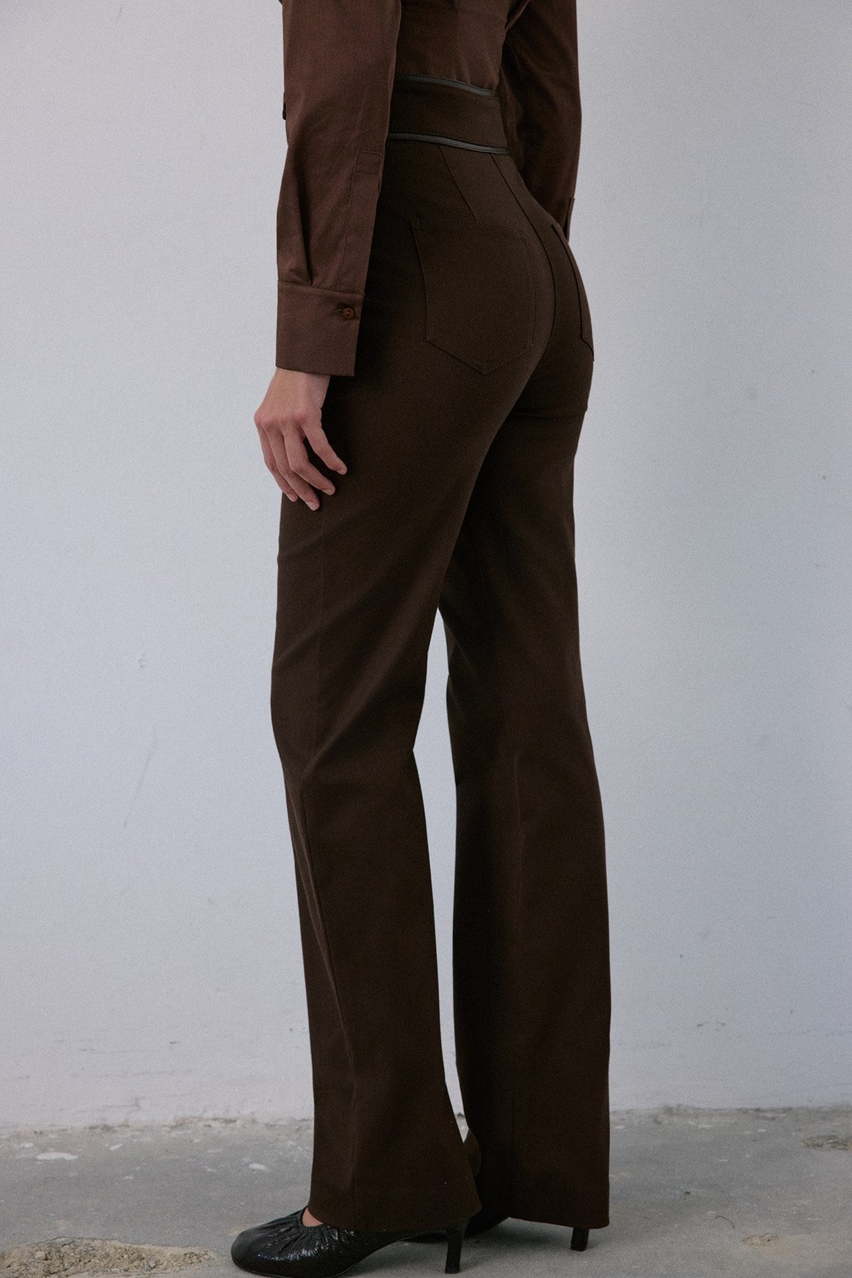 High Waist Leather Detailed  Trousers