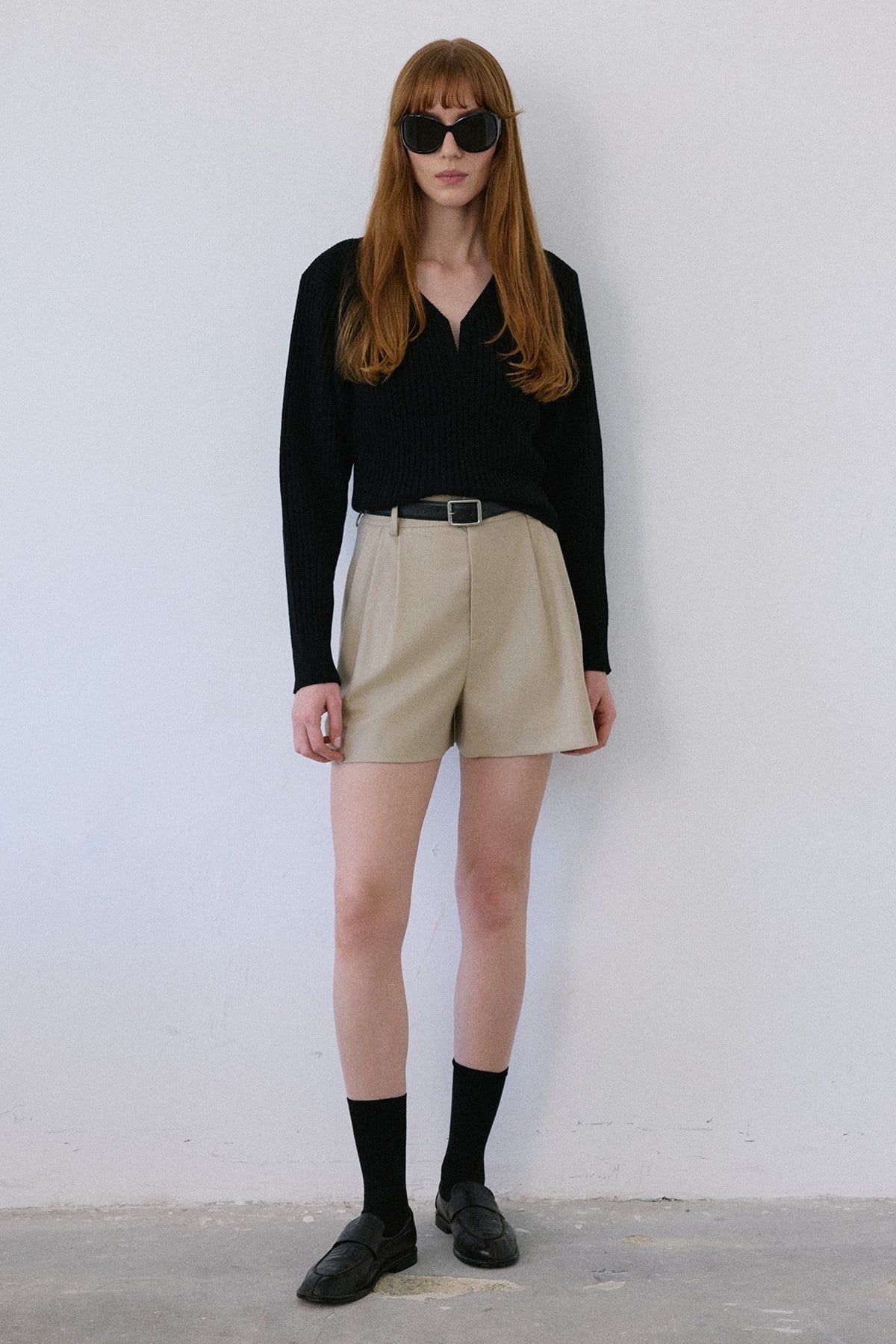 High Waist Pleat Detail  Shorts