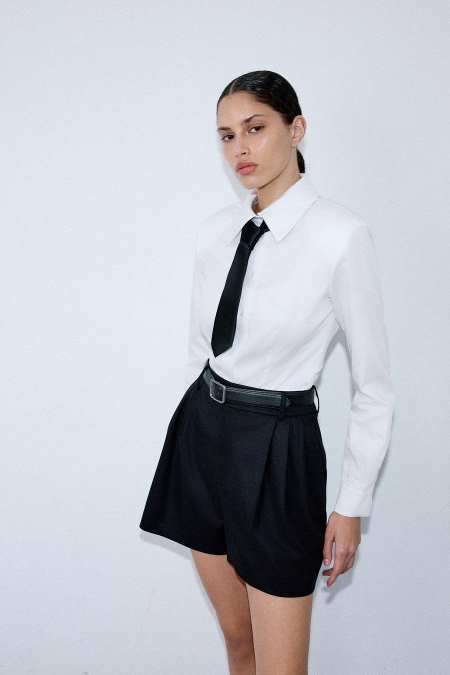 High Waist Pleat Detail  Shorts