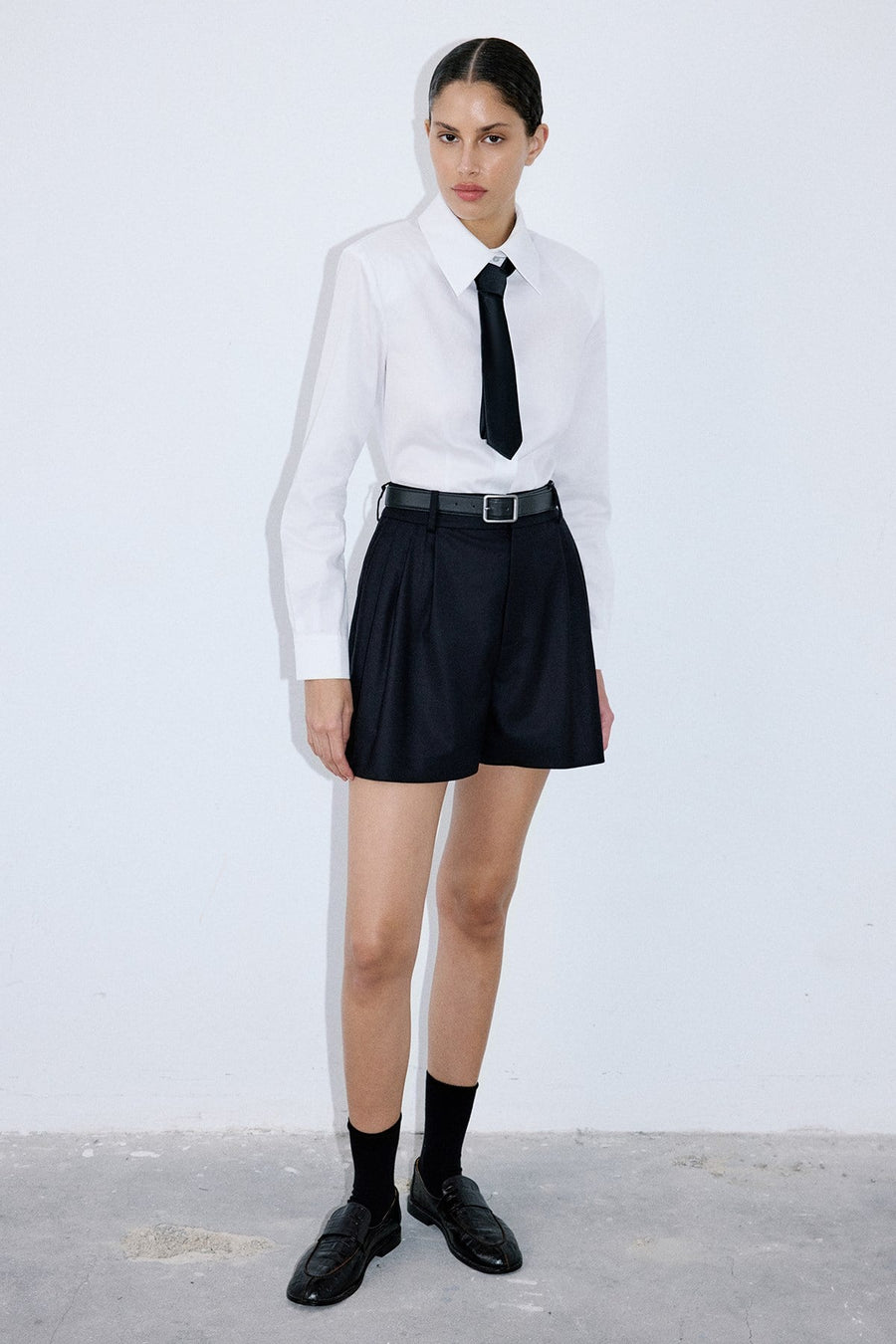 High Waist Pleat Detail  Shorts