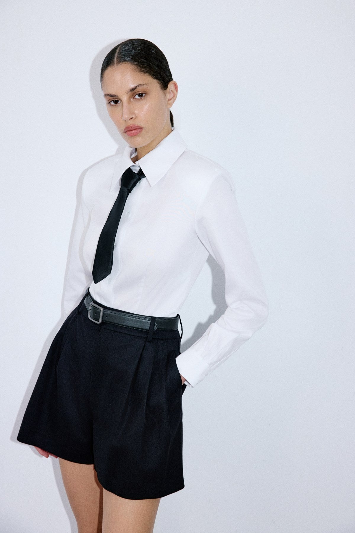 High Waist Pleat Detail  Shorts