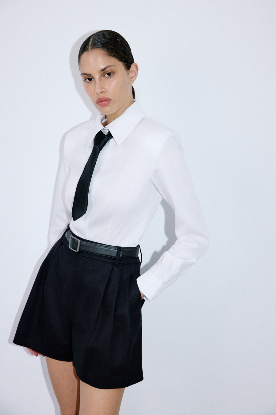 High Waist Pleat Detail  Shorts