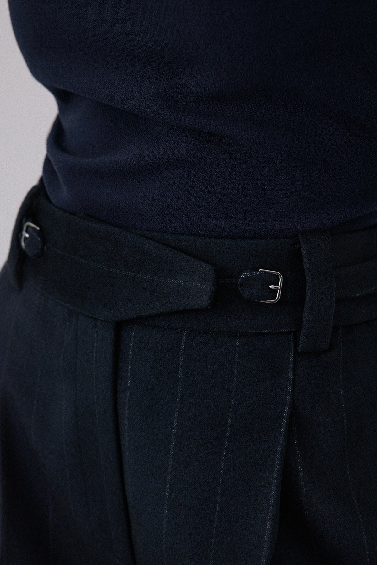 High Waist Striped  Blue Trousers