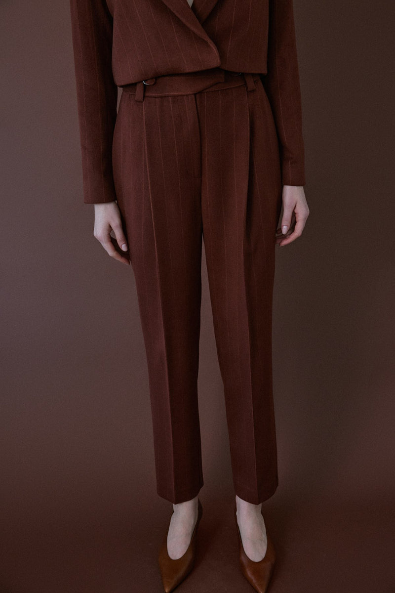 High Waist Striped  Blue Trousers