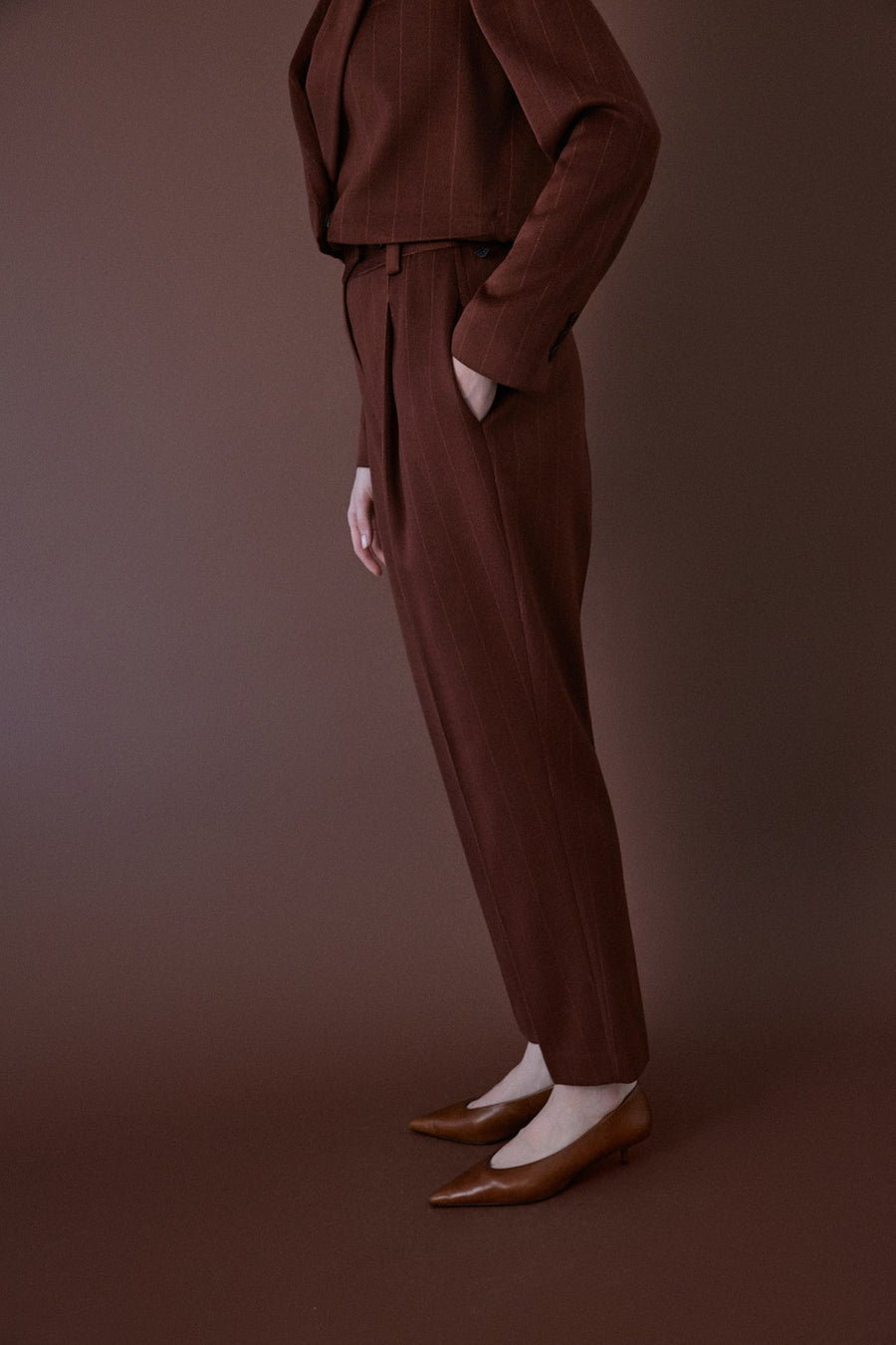 High Waist Striped  Blue Trousers