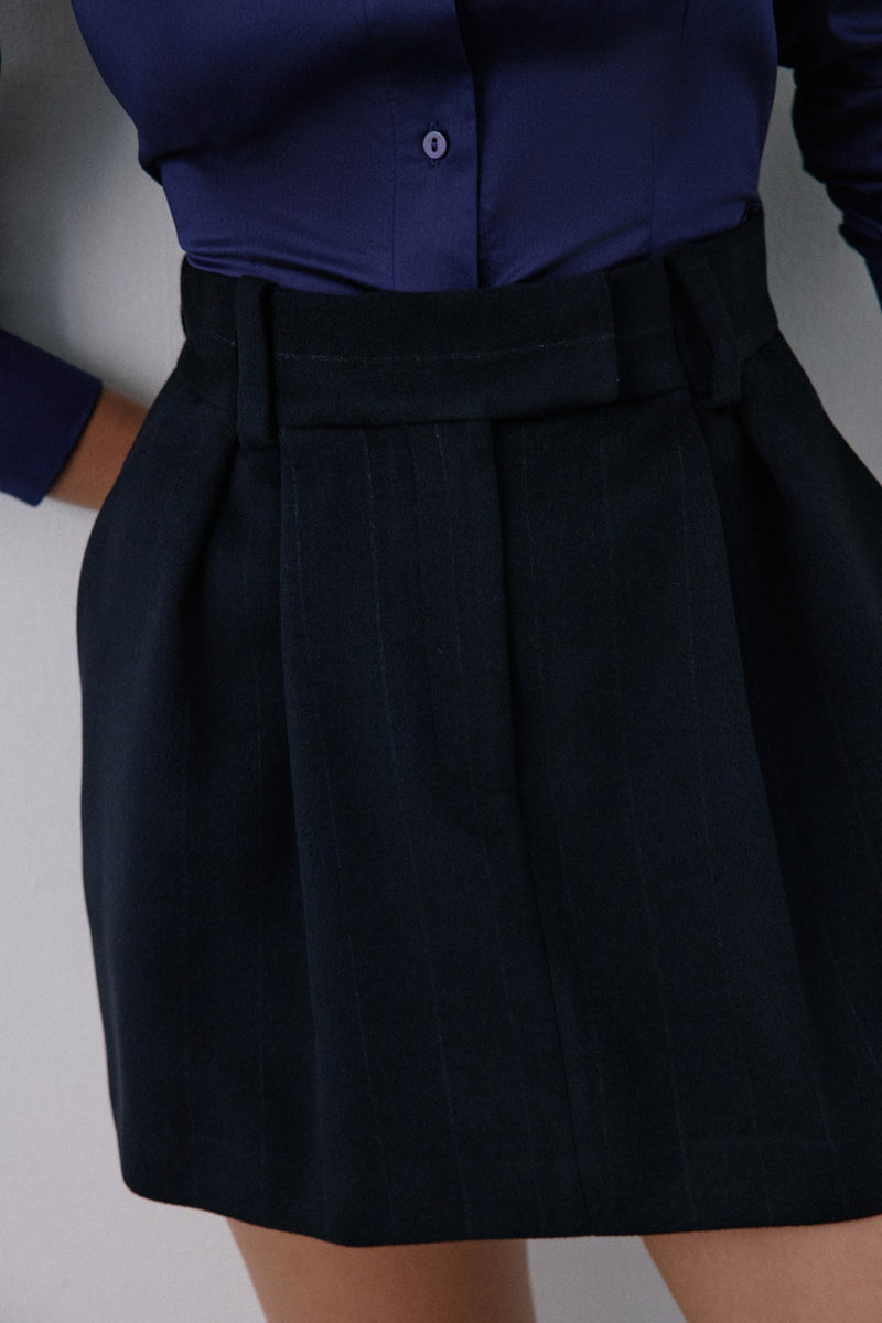 High Waist Striped Tile Mini Skirt