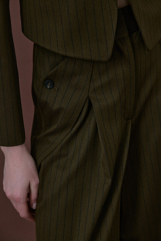 High Waist Striped Wide Leg  Trousers