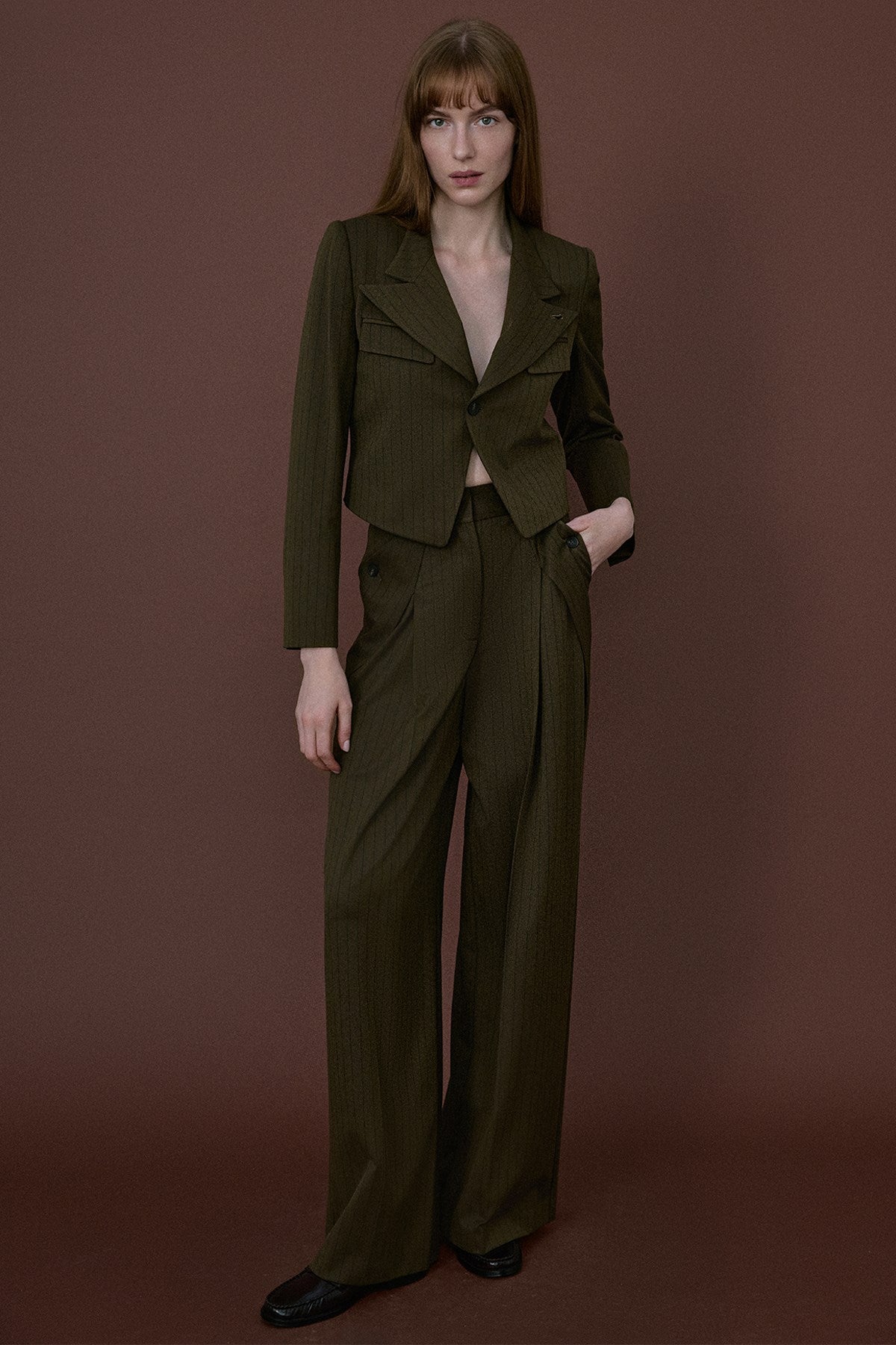 High Waist Striped Wide Leg  Trousers