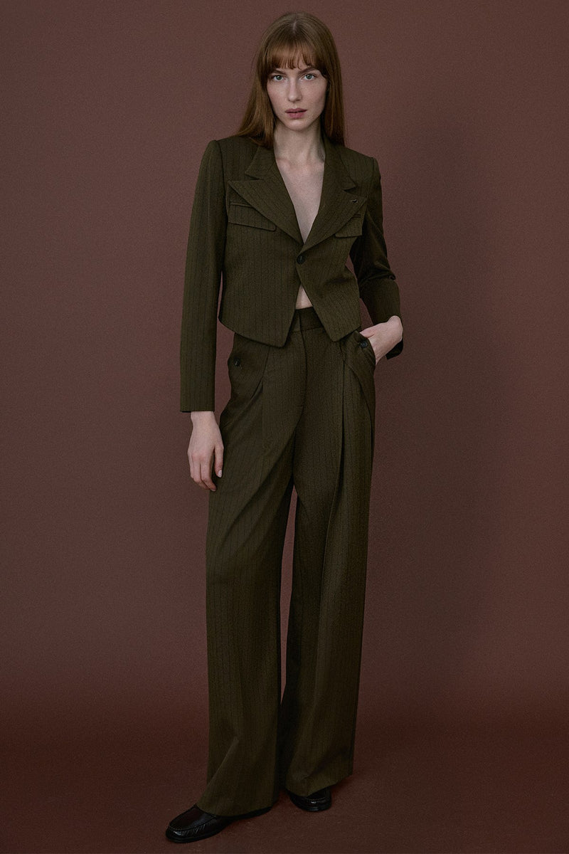 High Waist Striped Wide Leg  Trousers