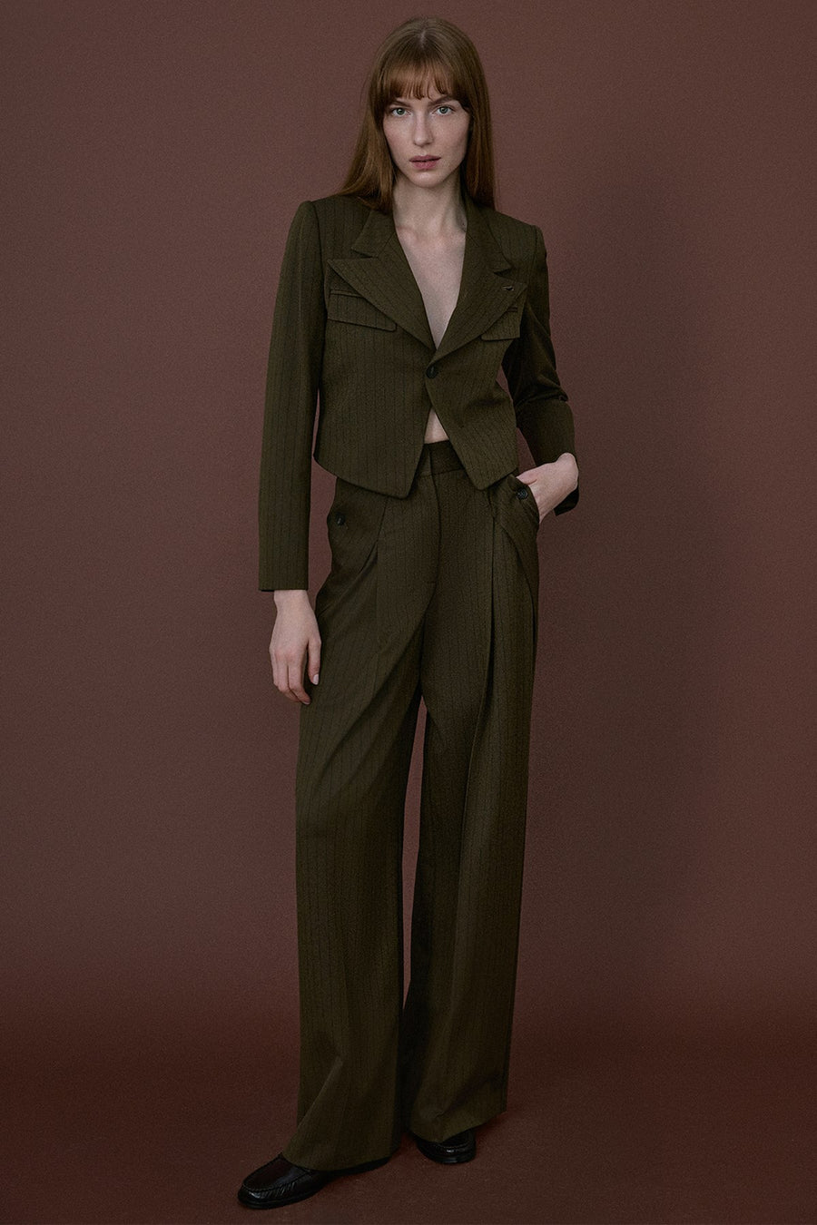 High Waist Striped Wide Leg  Trousers
