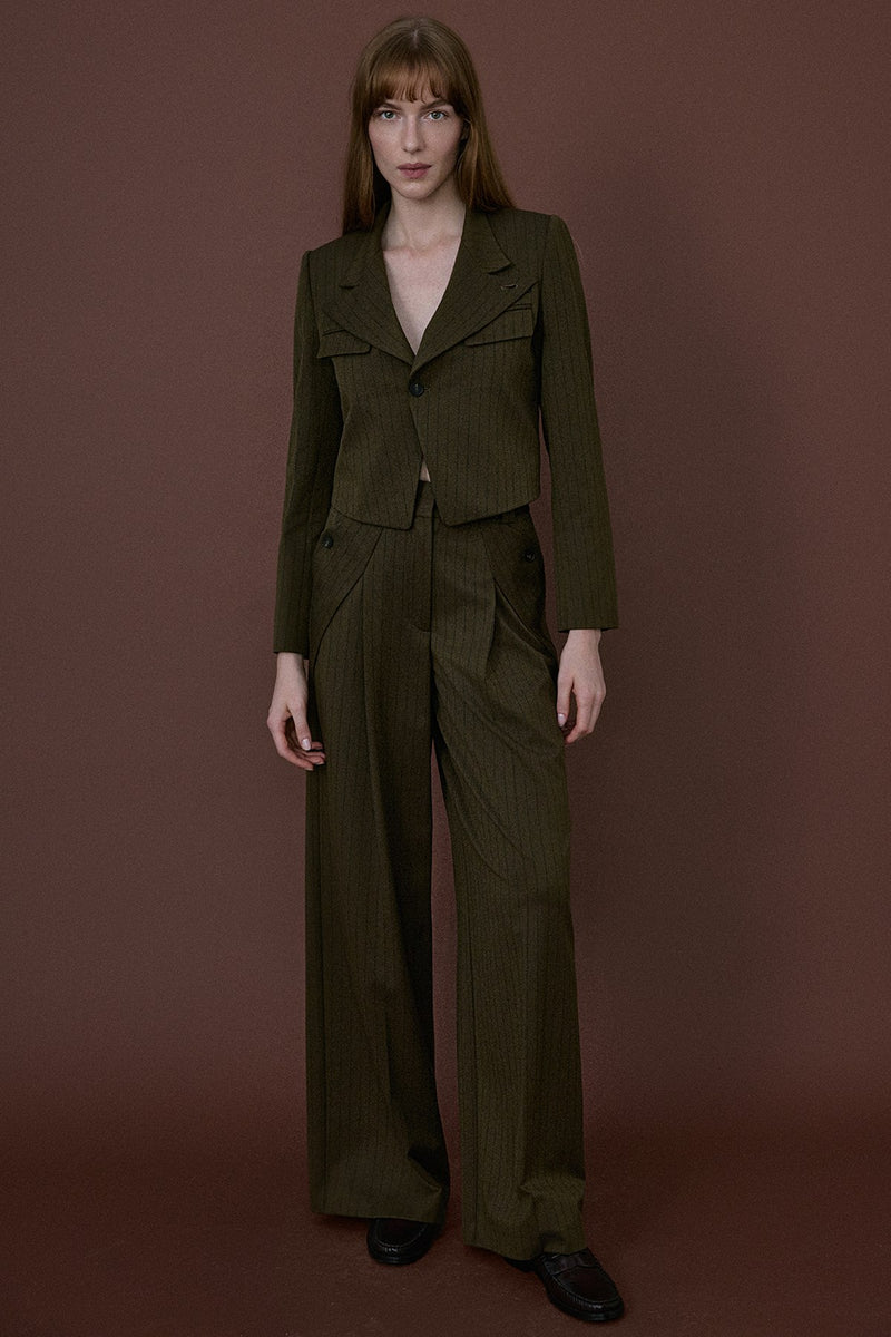 High Waist Striped Wide Leg  Trousers