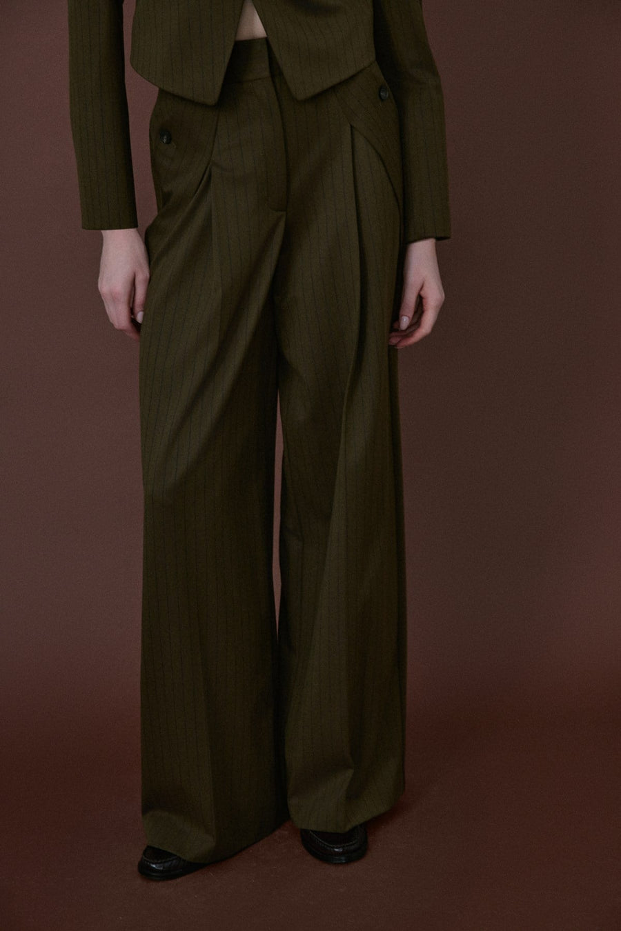 High Waist Striped Wide Leg  Trousers