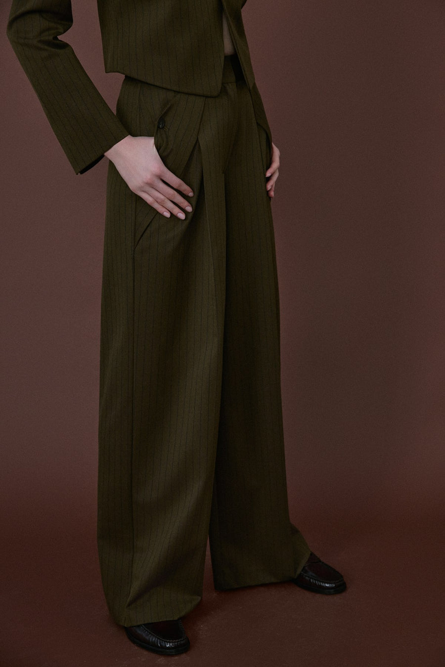 High Waist Striped Wide Leg  Trousers