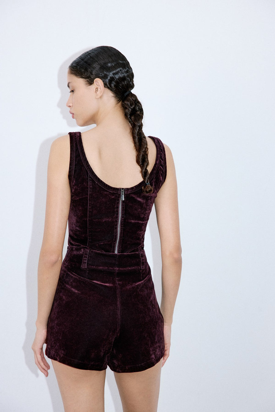 High Waist Velvet Burgundy Shorts