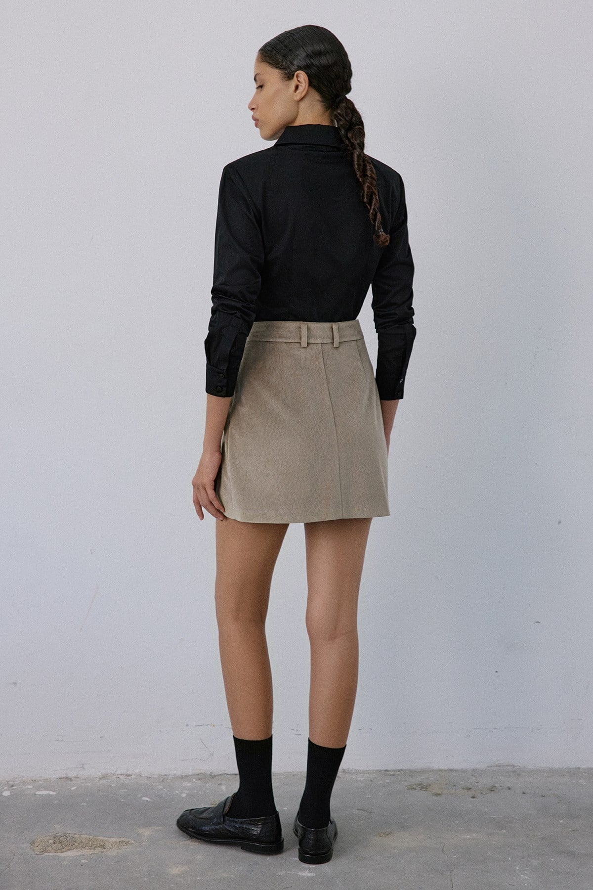 High Waist Velvet Mini  Skirt