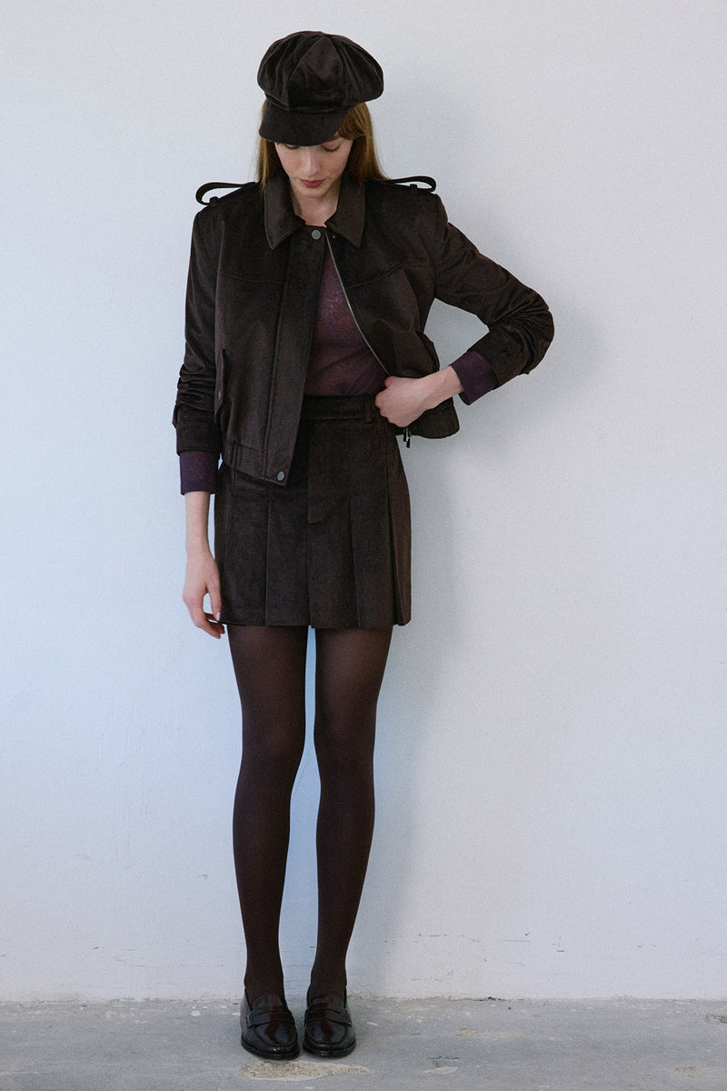 High Waist Velvet Mini  Skirt