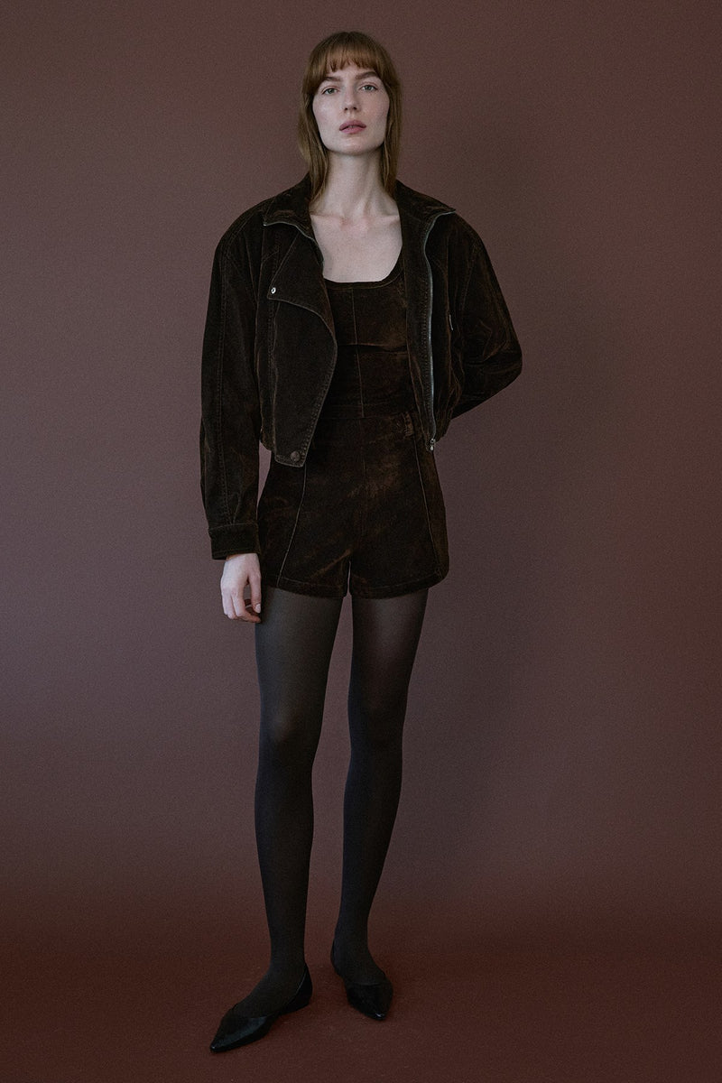 High Waist Velvet Burgundy Shorts