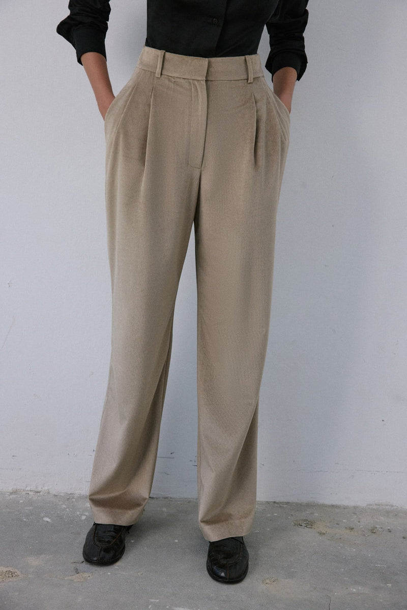 High Waist Velvet Wide Leg  Trousers