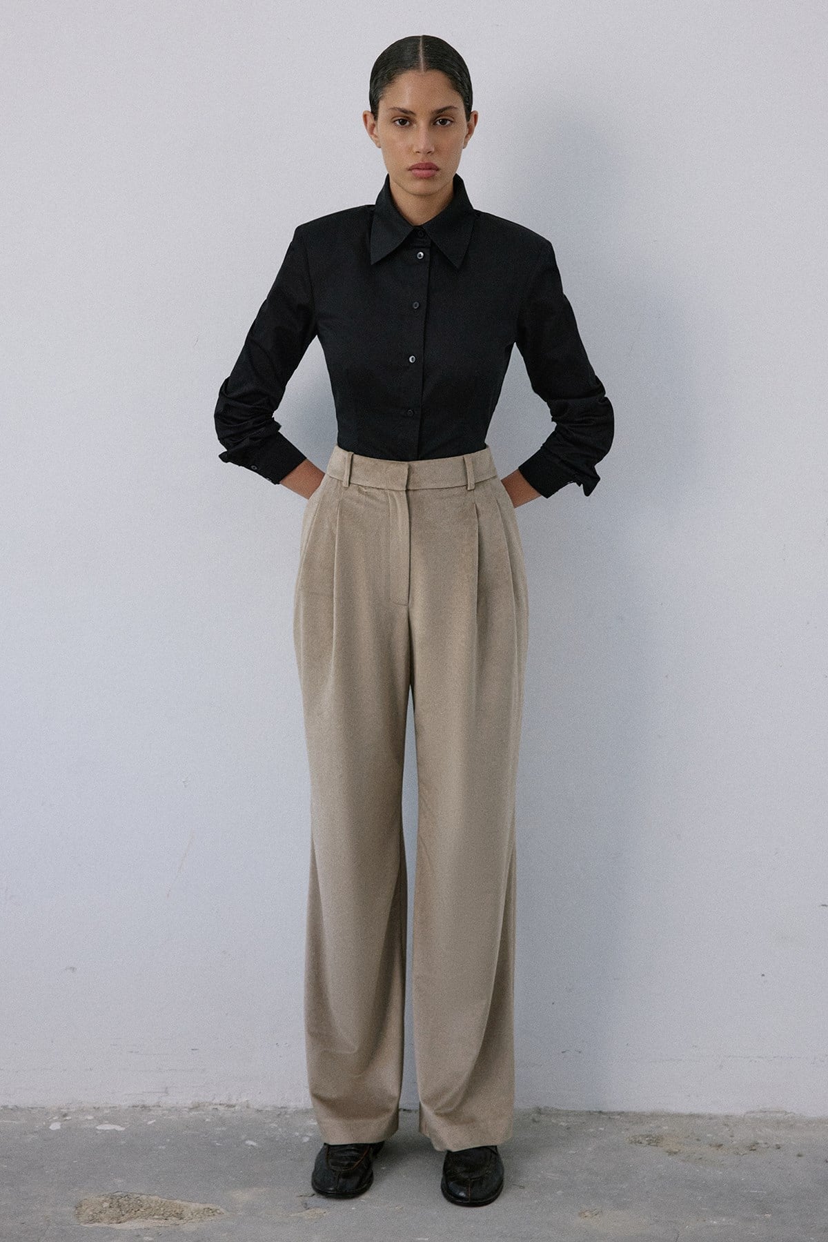 High Waist Velvet Wide Leg  Trousers