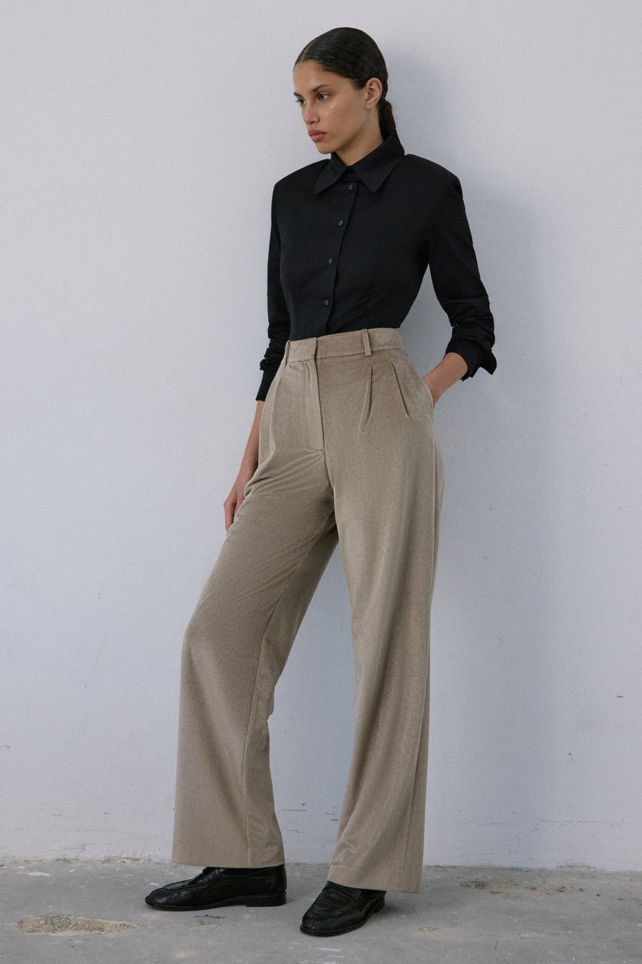 High Waist Velvet Wide Leg  Trousers