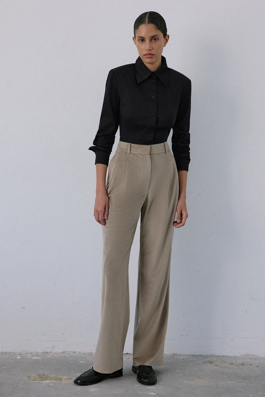 High Waist Velvet Wide Leg  Trousers