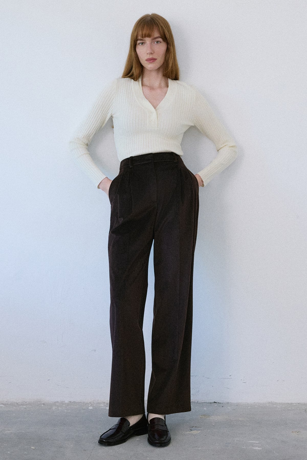 High Waist Velvet Wide Leg  Trousers
