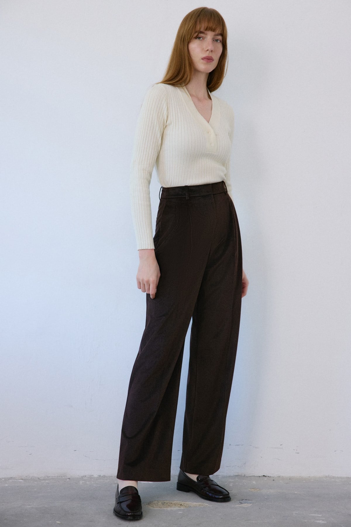 High Waist Velvet Wide Leg  Trousers