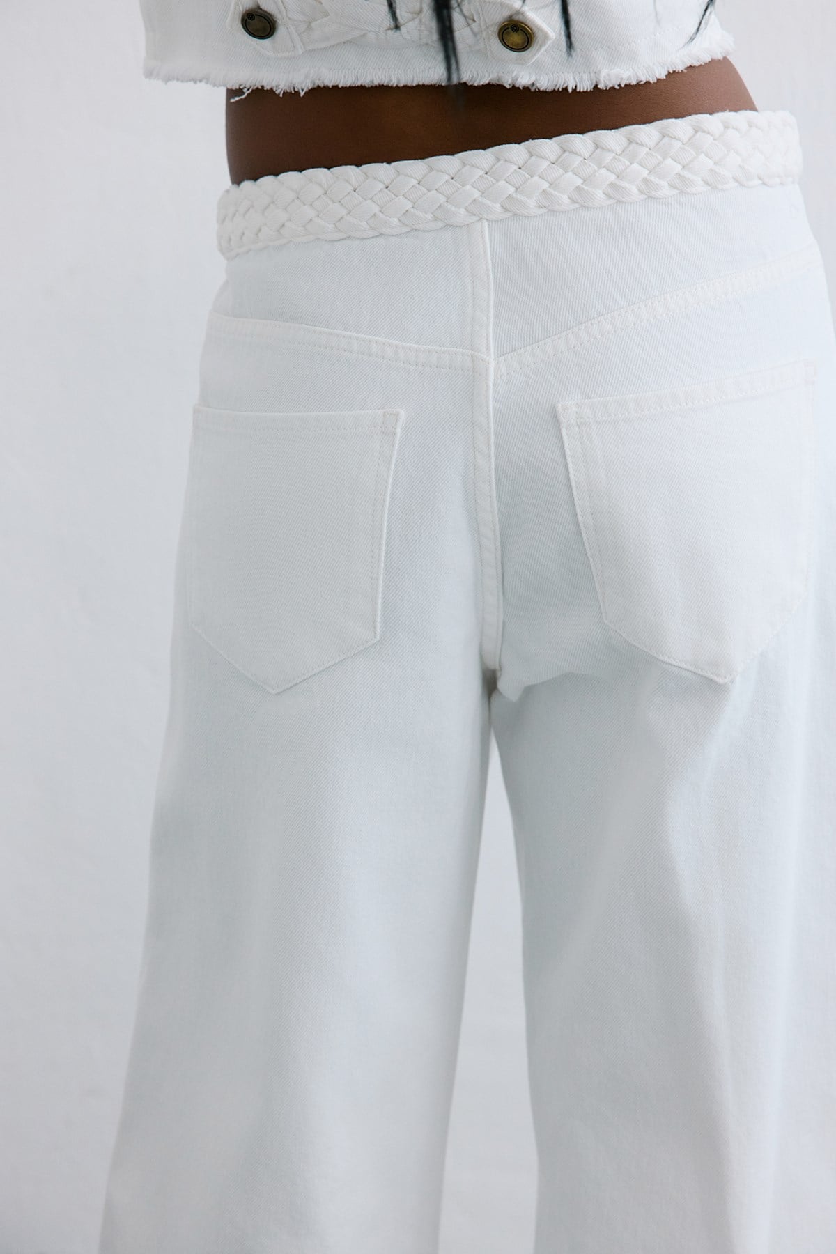 High Waist Wide Leg Denim  Trousers