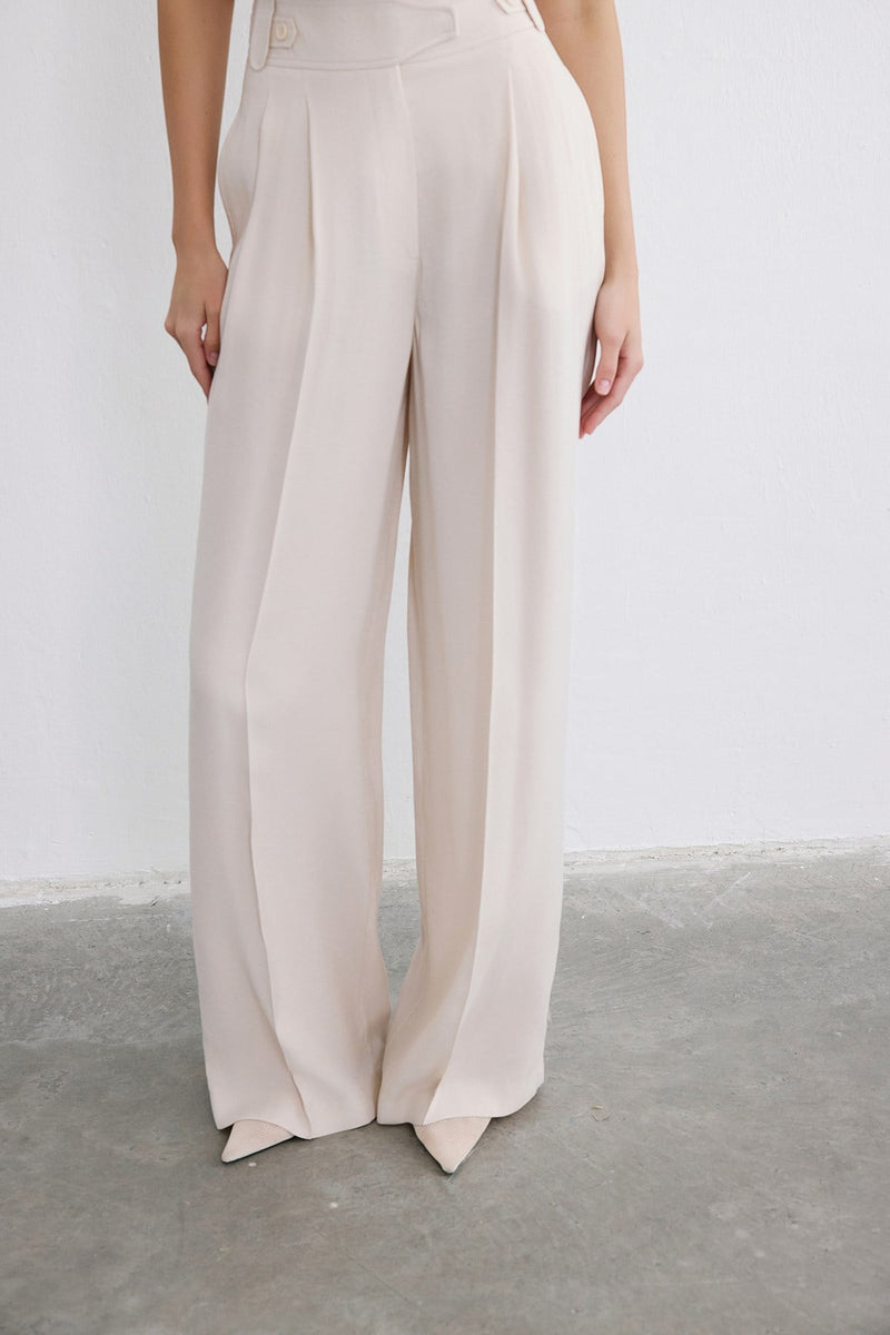 High Waist Wide Leg Pleated  Trousers
