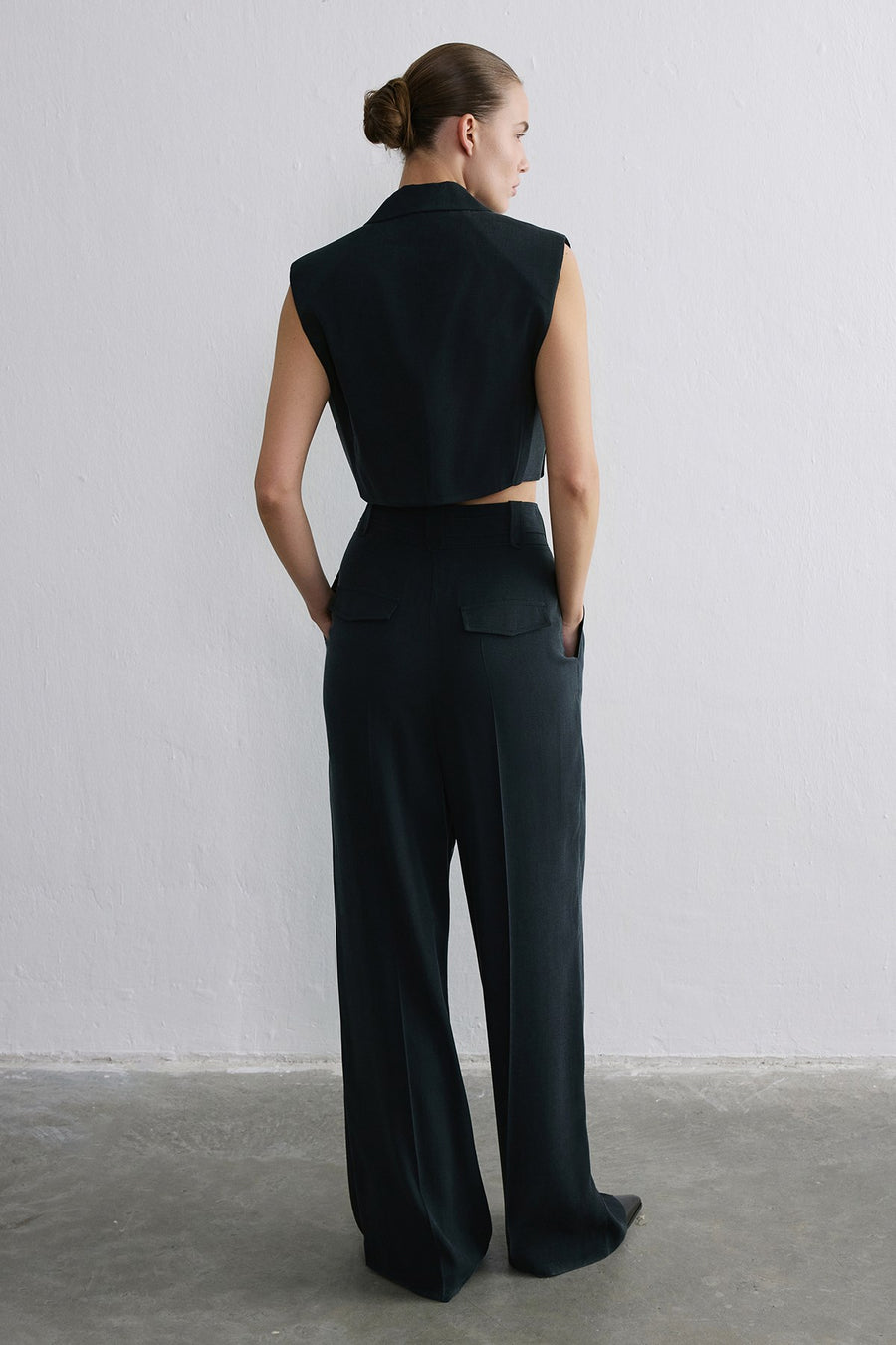 High Waist Wide Leg Pleated  Trousers