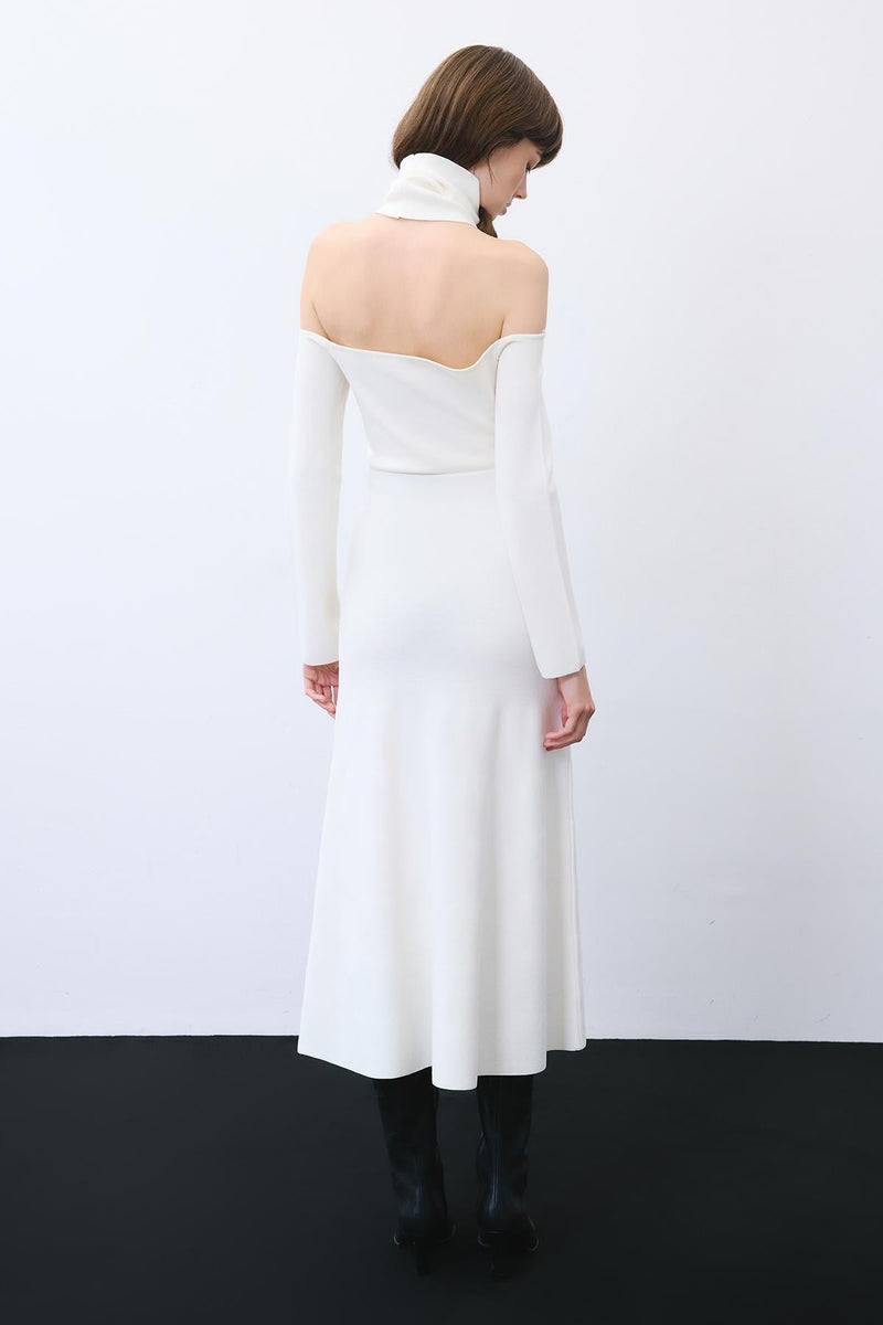 Knit Midi Skirt with Elastic Waist