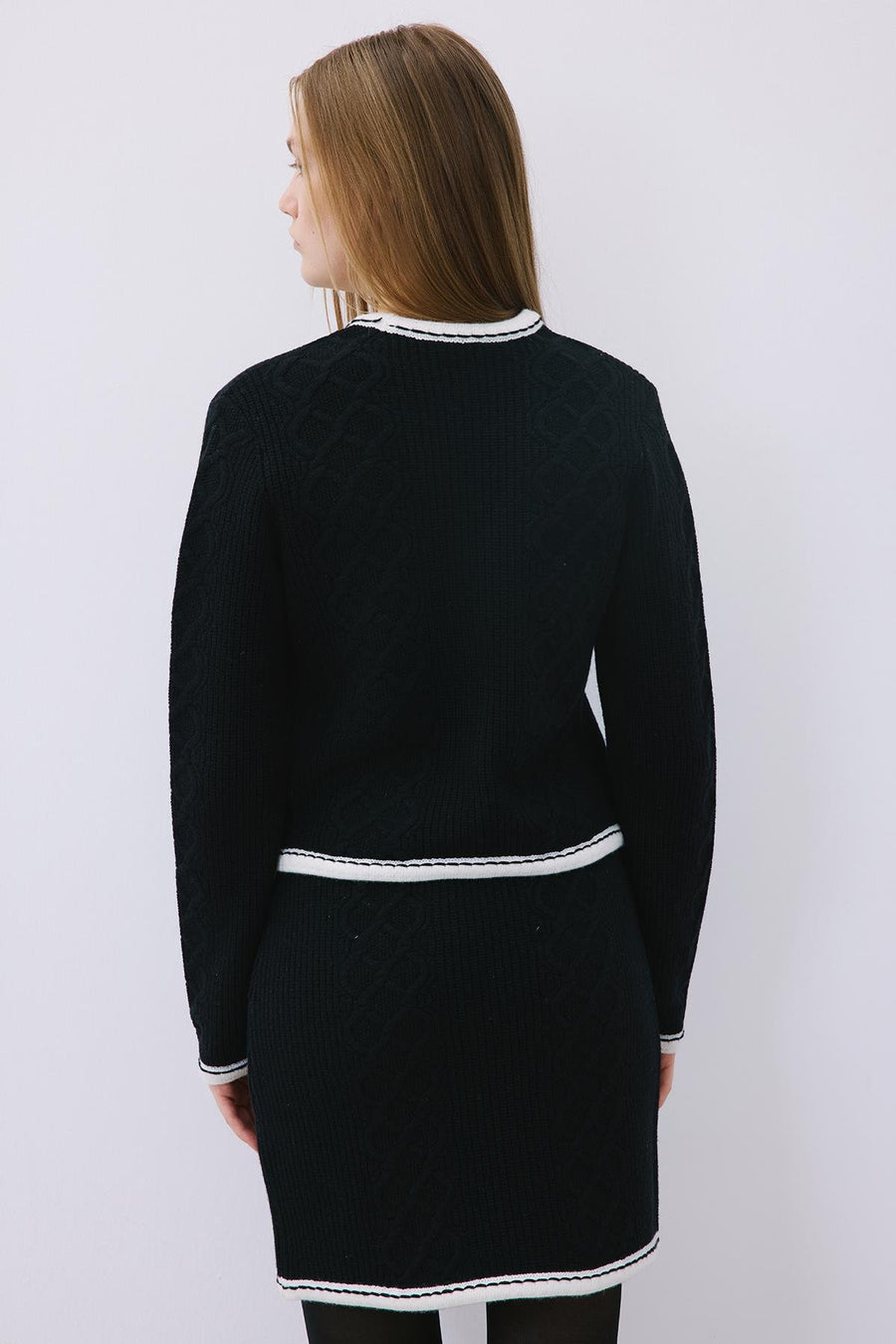 Knit Mini Skirt with Contrast Piping