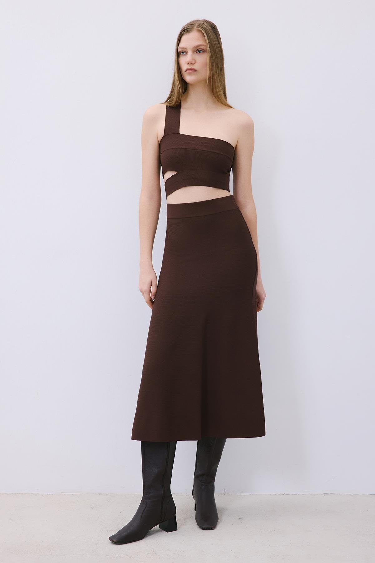 Knit One-Shoulder Bandeau Top