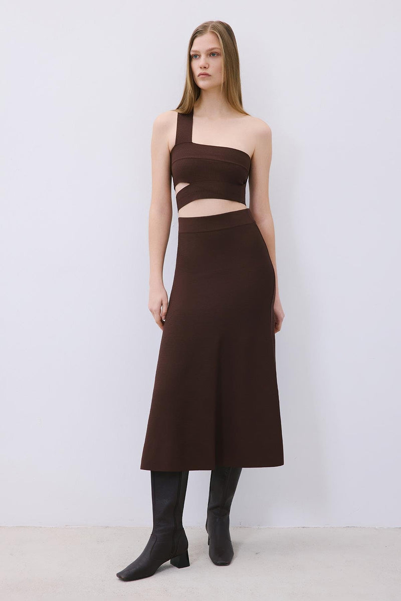 Knit One-Shoulder Bandeau Top