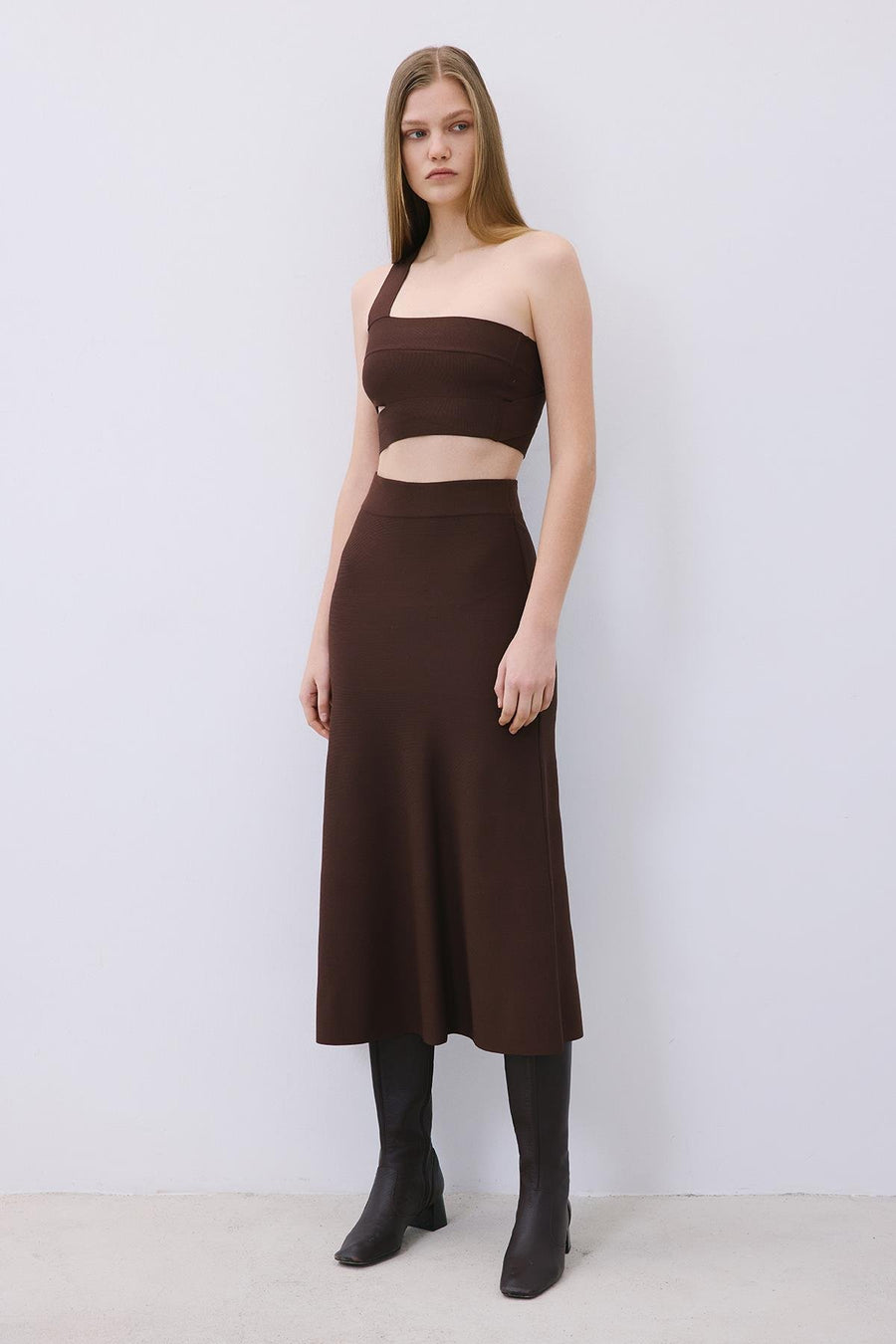 Knit One-Shoulder Bandeau Top