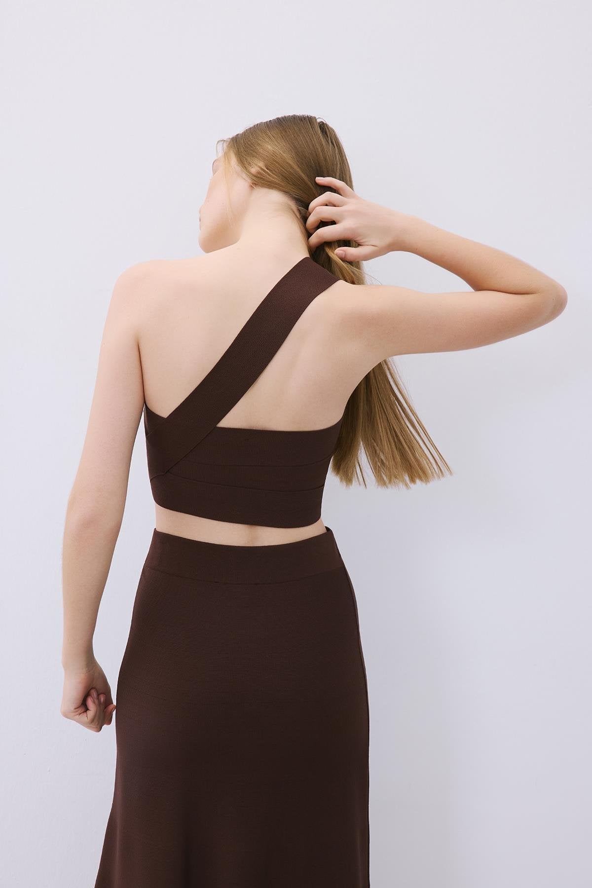Knit One-Shoulder Bandeau Top