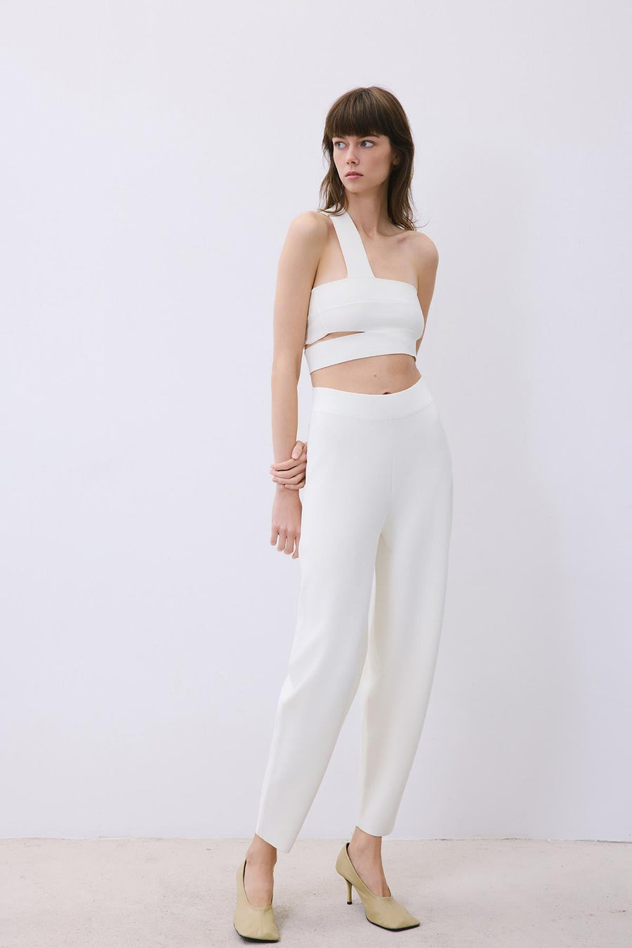 Knit One-Shoulder Bandeau Top