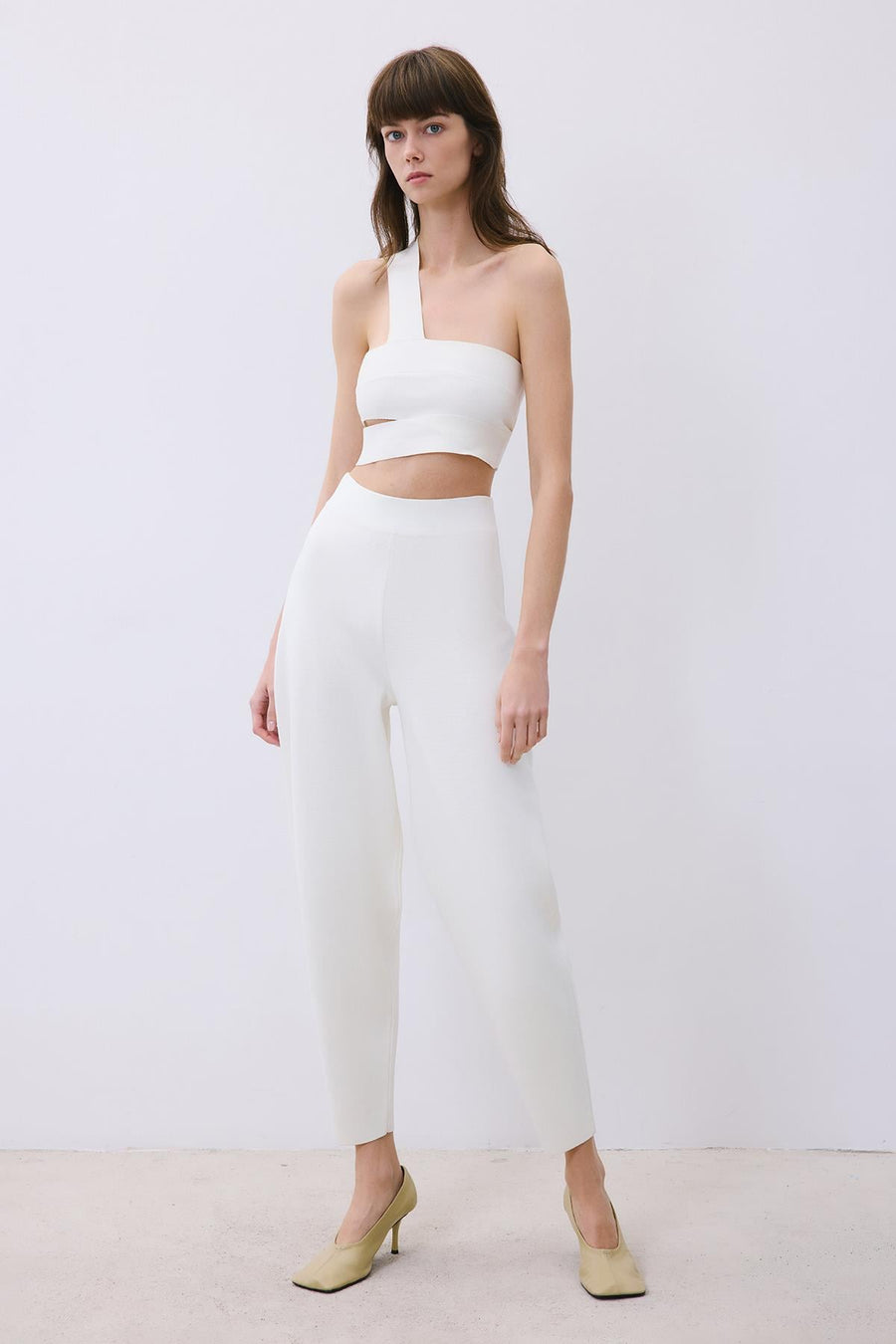 Knit One-Shoulder Bandeau Top