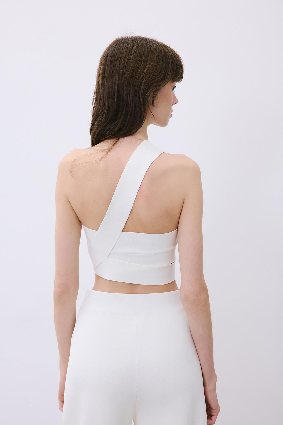 Knit One-Shoulder Bandeau Top