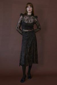 Brown Lace Sheer  Blouse