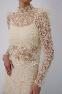 Ecru Lace Sheer  Blouse