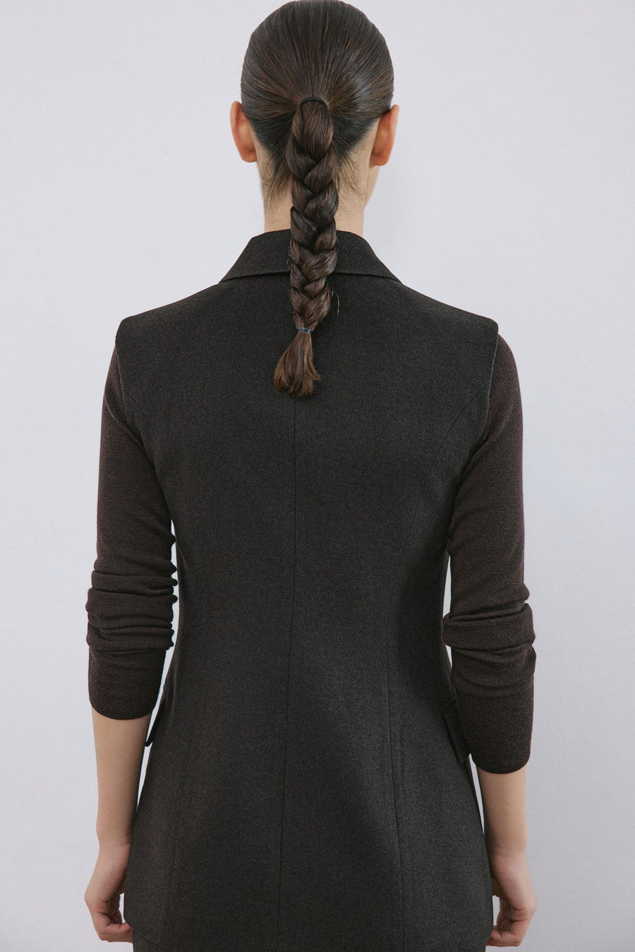 Lapel Collar Lined Double-Breasted Long  Vest