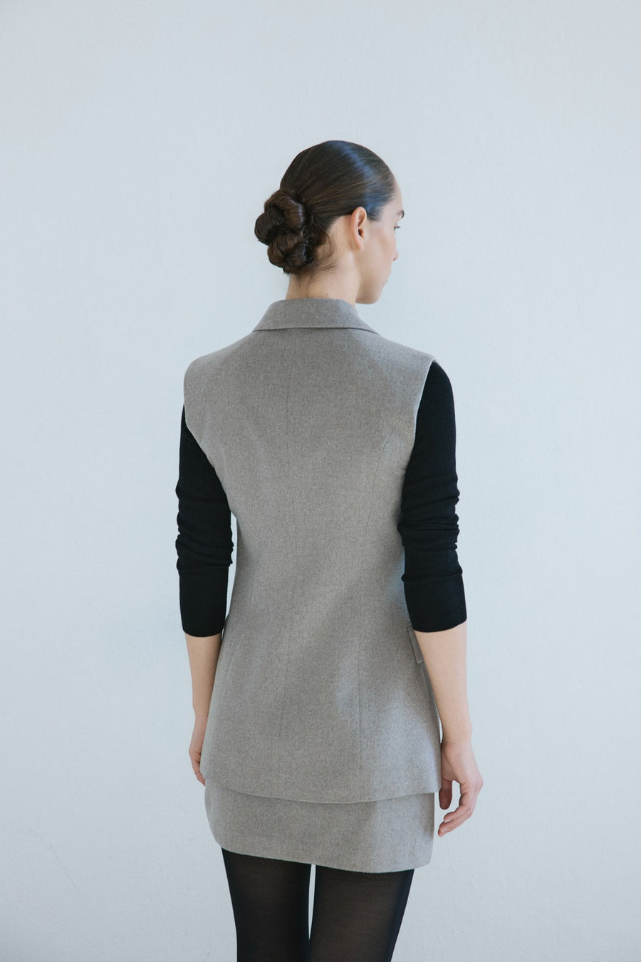 Lapel Collar Lined Double-Breasted Long  Vest