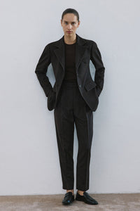 Brown Lapel Collar Lined Long Sleeve  Blazer Jacket