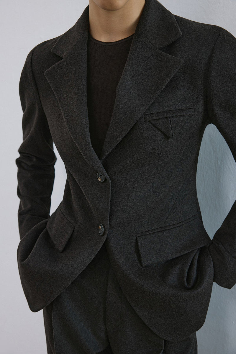 Lapel Collar Lined Long Sleeve  Blazer Jacket