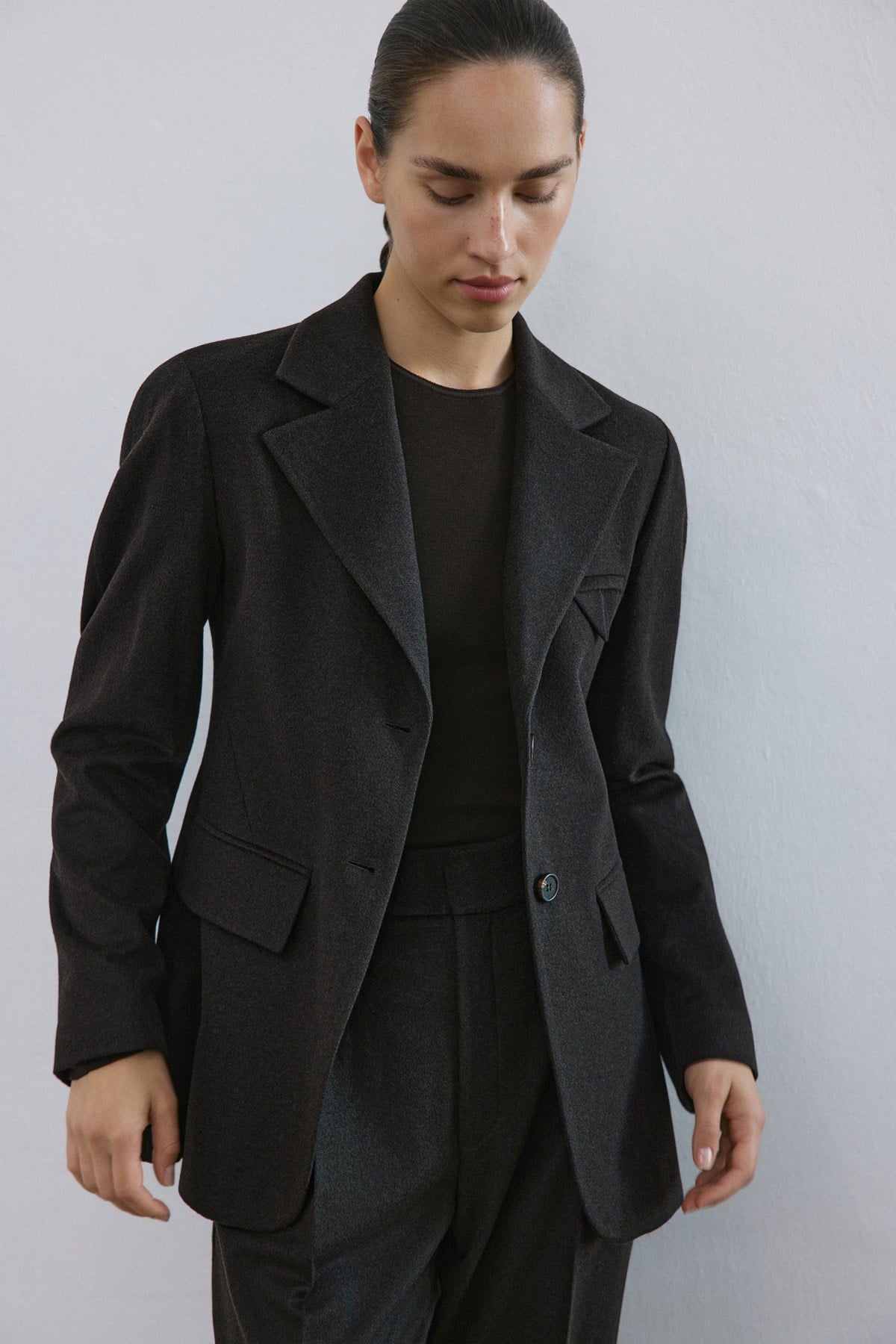 Lapel Collar Lined Long Sleeve  Blazer Jacket
