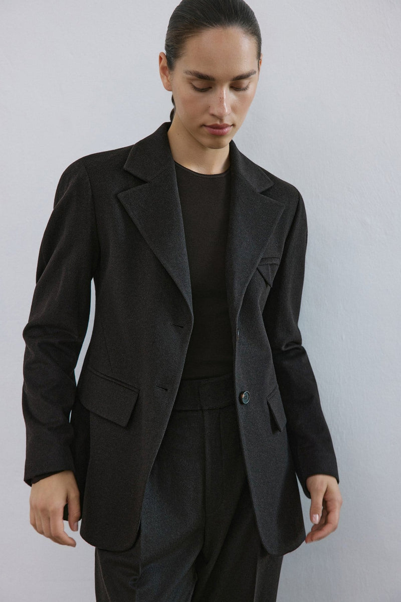 Lapel Collar Lined Long Sleeve  Blazer Jacket