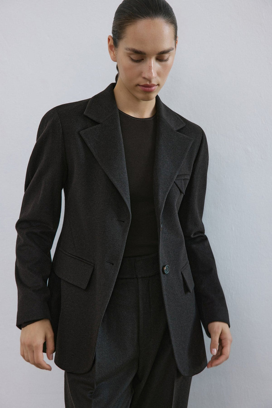 Lapel Collar Lined Long Sleeve  Blazer Jacket